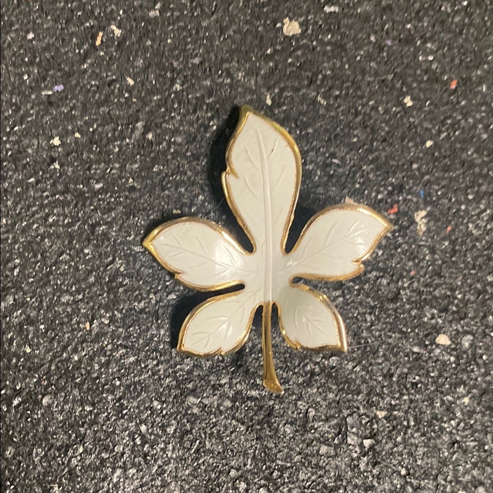 Gold and Cream Leaf Brooch